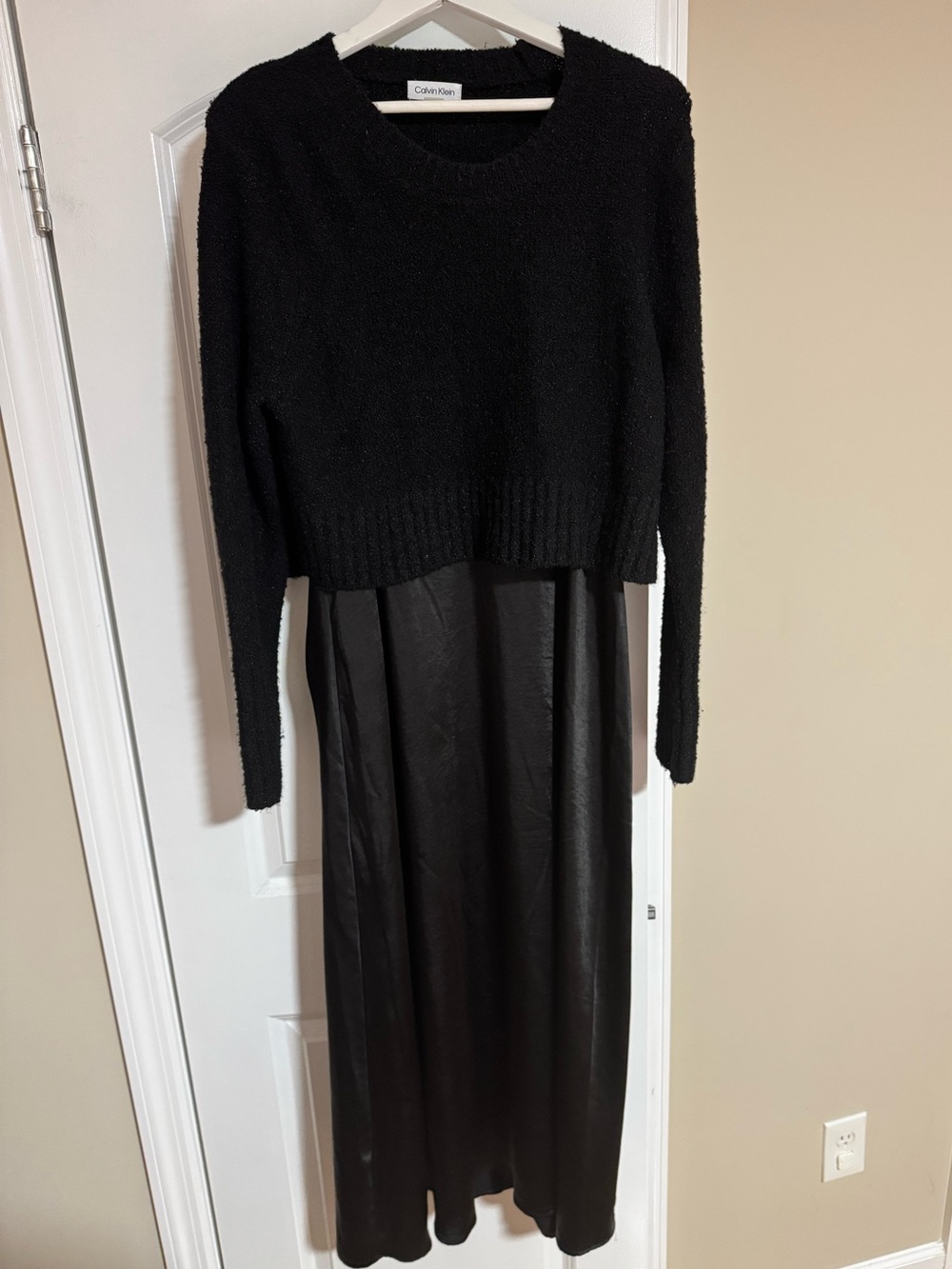 Calvin Klein Black Midaxi Dress with Knit sweater